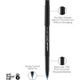 uniball ONYX Rollerball Pen, Stick, Fine 0.7 mm, Blue Ink, Black/Blue Barrel, 72/Pack
