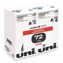 uniball ONYX Rollerball Pen, Stick, Fine 0.7 mm, Blue Ink, Black/Blue Barrel, 72/Pack