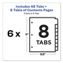 Avery Customizable TOC Ready Index Multicolor Tab Dividers, 8-Tab, 1 to 8, 11 x 8.5, White, Traditional Color Tabs, 6 Sets