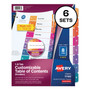 Avery Customizable TOC Ready Index Multicolor Tab Dividers, 8-Tab, 1 to 8, 11 x 8.5, White, Traditional Color Tabs, 6 Sets