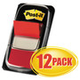 Post-it Flags Marking Page Flags in Dispensers, Red, 50 Flags/Dispenser, 12 Dispensers/Pack