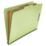 Universal Six-Section Pressboard Classification Folders, 2" Expansion, 2 Dividers, 6 Fasteners, Legal Size, Green Exterior, 10/Box