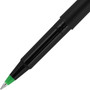 uniball Rollerball Pen, Stick, Extra-Fine 0.5 mm, Green Ink, Black/Green Barrel, Dozen