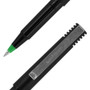 uniball Rollerball Pen, Stick, Extra-Fine 0.5 mm, Green Ink, Black/Green Barrel, Dozen