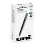 uniball Rollerball Pen, Stick, Extra-Fine 0.5 mm, Green Ink, Black/Green Barrel, Dozen