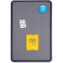 Quartet Contour Fabric Bulletin Board, 48" x 36", Light Blue Surface, Navy Blue Plastic Frame