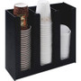 Vertiflex 3-column Cup and Lid Holder Organizer - 11.8" Height x 12.8" Width x 4.5" Depth - Black