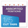 Pendaflex Colored Reinforced Hanging Folders, Letter Size, 1/5-Cut Tabs, Assorted Bold Colors, 25/Box
