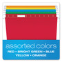Pendaflex Colored Reinforced Hanging Folders, Letter Size, 1/5-Cut Tabs, Assorted Bright Colors, 25/Box