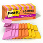 Post-it Super Sticky Dispenser Notes - Energy Boost Color Collection - 3" Flag/Note Width x 3" Flag/Note Length - Rectangle - Vital Orange, Tropical Pink, Sunnyside - Paper