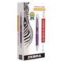 Zebra Sarasa Dry X10 Gel Pen, Retractable, Medium 0.7 mm, Violet Ink, Violet/Silver Barrel, 12/Pack