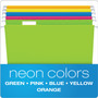 Pendaflex Glow Hanging File Folders, Letter Size, 1/5-Cut Tabs, Assorted Colors, 25/Box