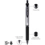 uniball Signo Gel Pen, Retractable, Medium 0.7 mm, Black Ink, Silver/Black Barrel, Dozen