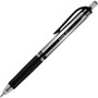 uniball Signo Gel Pen, Retractable, Medium 0.7 mm, Black Ink, Silver/Black Barrel, Dozen