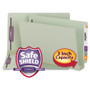 Smead End Tab Pressboard Classification Folders, Two SafeSHIELD Coated Fasteners, 3" Expansion, Legal Size, Gray-Green, 25/Box