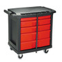 Rubbermaid Commercial Five-Drawer Mobile Workcenter, 32.63w x 19.9d x 33.5h, Black Plastic Top