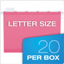 Pendaflex Ready-Tab Colored Reinforced Hanging Folders, Letter Size, 1/5-Cut Tabs, Pink, 20/Box
