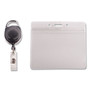 Advantus Resealable Badge Holder Combo with Badge Reel, 30" Cord, Horizontal, Frost 4.13" x 3.75" Holder, 3.75" x 2.63" Insert, 10/PK