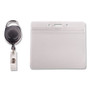 Advantus Resealable Badge Holder Combo with Badge Reel, 30" Cord, Horizontal, Frost 4.13" x 3.75" Holder, 3.75" x 2.63" Insert, 10/PK