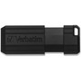 Microban PinStripe USB Drive - 32 GB - USB 2.0 Type A - Black - Lifetime Warranty
