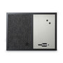 MasterVision Designer Fabric Bulletin Board, Combo Magnetic Dry Erase/Bulletin, 24" x 18", Charcoal/Gray Surface, Black Fiberboard Frame