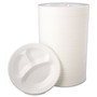 Dart Quiet Class Laminated Foam Dinnerware, Plates, 3-Compartment, 10.25" dia, White, 125/Pack, 4 Packs/Carton (DCC10CPWQR) View Product Image