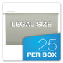 Pendaflex Colored Reinforced Hanging Folders, Legal Size, 1/5-Cut Tabs, Gray, 25/Box