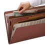 Smead 6-Section Pressboard Top Tab Pocket Classification Folders, 6 SafeSHIELD Fasteners, 2 Dividers, Legal Size, Red, 10/Box