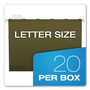 Pendaflex Ready-Tab Reinforced Hanging File Folders, Letter Size, 1/5-Cut Tabs, Standard Green, 25/Box (PFX42590) View Product Image