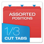 Pendaflex Double-Ply Reinforced Top Tab Colored File Folders, 1/3-Cut Tabs: Assorted, Letter Size, 0.75" Expansion, Red, 100/Box