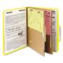 Smead 6-Section Pressboard Top Tab Pocket Classification Folders, 6 SafeSHIELD Fasteners, 2 Dividers, Letter Size, Yellow, 10/Box
