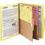 Smead 6-Section Pressboard Top Tab Pocket Classification Folders, 6 SafeSHIELD Fasteners, 2 Dividers, Letter Size, Yellow, 10/Box
