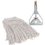 Genuine Joe Wood Handle Complete Wet Mop - 60" Width x 0.94" Height Cotton Head - Wood Handle - Lightweight, Rust Resistant, Absorbent, 4-ply, Refillable