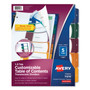 Avery Customizable Table of Contents Ready Index Dividers with Multicolor Tabs, 5-Tab, 1 to 5, 11 x 8.5, Translucent, 1 Set
