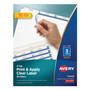 Avery Print & Apply Clear Label Dividers - Index Maker Easy Apply Label Strip - 75 x Divider(s) - 3 Blank Tab(s) - 3 Tab(s)/Set - 8.5" Divider Width x 11" Divider Length
