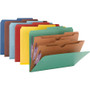 Smead 6-Section Pressboard Top Tab Pocket Classification Folders, 6 SafeSHIELD Fasteners, 2 Dividers, Letter Size, Red, 10/Box