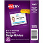 Avery Heavy-Duty Badge Holders - Support 3" x 4" Media - Landscape - Polyvinyl Chloride (PVC) - Clear - Reusable, Durable, Top Loading, Secure, Clip-on, Heavy Duty
