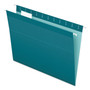 Pendaflex Colored Reinforced Hanging Folders, Letter Size, 1/5-Cut Tabs, Teal, 25/Box