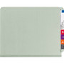 Smead End Tab Pressboard Classification Folder, Eight SafeSHIELD Fasteners, 3" Expansion, 3 Dividers, Letter Size, Gray-Green,10/BX