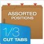 Pendaflex Kraft Fastener Folders, 1/3-Cut Tabs, 2 Fasteners, Letter Size, Kraft Exterior, 50/Box