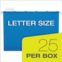Pendaflex Ready-Tab Colored Reinforced Hanging Folders, Letter Size, 1/5-Cut Tabs, Blue, 25/Box
