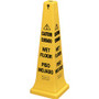 Rubbermaid Commercial 36" Safety Cone - Spanish, English - Print/Message "Caution" , "Wet Floor" - 12.2" Width x 36" Height x 12.2" Depth - Cone Shape - Stackable, Sturdy - (RCP627677)