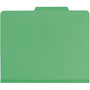 Smead Top Tab Classification Folders, Six SafeSHIELD Fasteners, 2" Expansion, 2 Dividers, Letter Size, Green Exterior, 10/Box