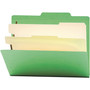 Smead Top Tab Classification Folders, Six SafeSHIELD Fasteners, 2" Expansion, 2 Dividers, Letter Size, Green Exterior, 10/Box