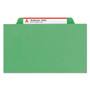 Smead Top Tab Classification Folders, Six SafeSHIELD Fasteners, 2" Expansion, 2 Dividers, Letter Size, Green Exterior, 10/Box