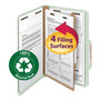 Smead Recycled Pressboard Classification Folders, 2" Expansion, 1 Divider, 4 Fasteners, Legal Size, Gray-Green, 10/Box