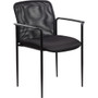 Lorell Reception Side Chair with Molded Cap Arms - Black Seat Color - Mesh Back Material - Steel Frame Material - Four-legged Base