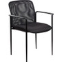 Lorell Reception Side Chair with Molded Cap Arms - Black Seat Color - Mesh Back Material - Steel Frame Material - Four-legged Base