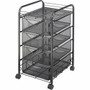 Safco Onyx Double Mesh Mobile File Cart - 2 Shelf - 4 Drawer - 4 Casters - 1.50" Caster Size - 15.75" Width x 17" Depth x 27" Height