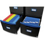 Storex Two-Drawer Mobile Filing Cabinet, 2 Legal/Letter-Size File Drawers, Black/Blue, 14.75" x 18.25" x 26"